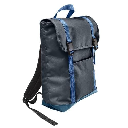 USA Made Poly Large T Bottom Backpacks, Black-Navy, 2001922-AOZ