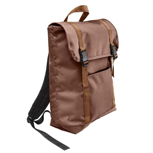 USA Made Poly Large T Bottom Backpacks, Brown-Brown, 2001922-APS