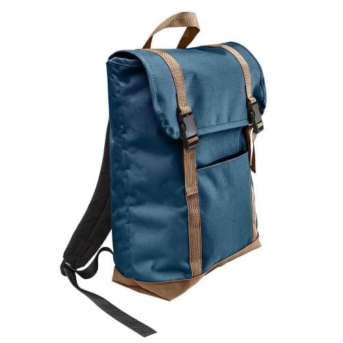 USA Made Poly Large T Bottom Backpacks, Navy-Bronze, 2001922-AVO