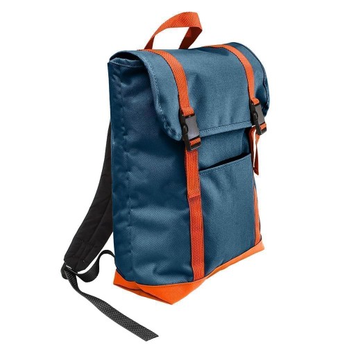 USA Made Poly Large T Bottom Backpacks, Navy-Orange, 2001922-AW0