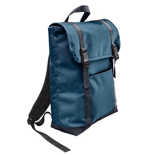 USA Made Poly Large T Bottom Backpacks, Navy-Graphite, 2001922-AWT