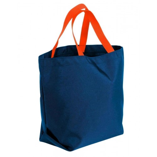 Grocery Tote Bag-Navy/Orange Canvas-17 Sizes