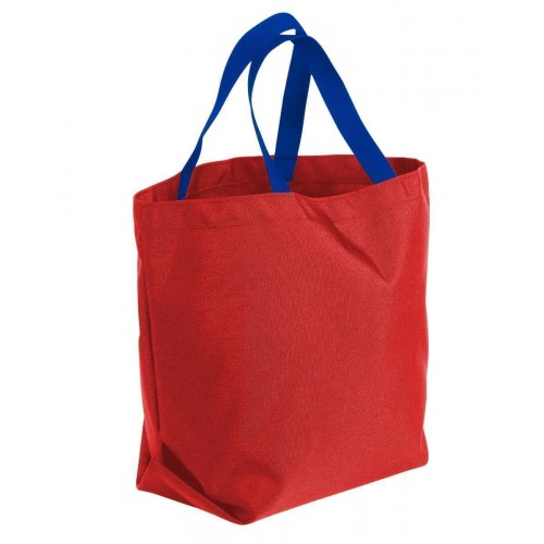 Grocery Tote Bag-Red/Royal Canvas-17 Sizes