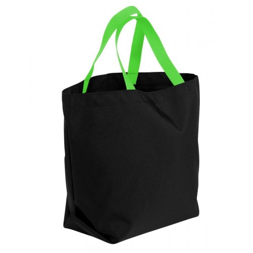 Grocery Tote Bag-Black/Lime Canvas-17 Sizes