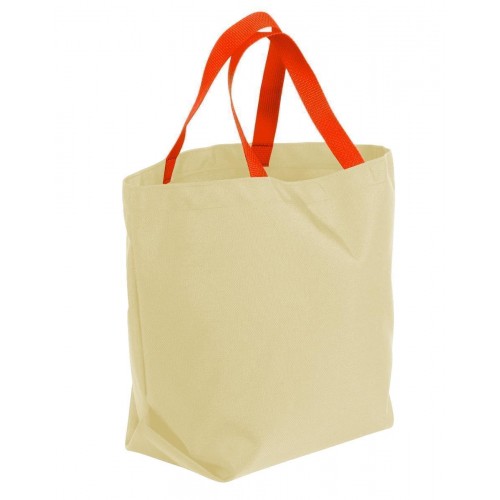 Grocery Tote Bag-Natural/Orange Canvas-17 Sizes