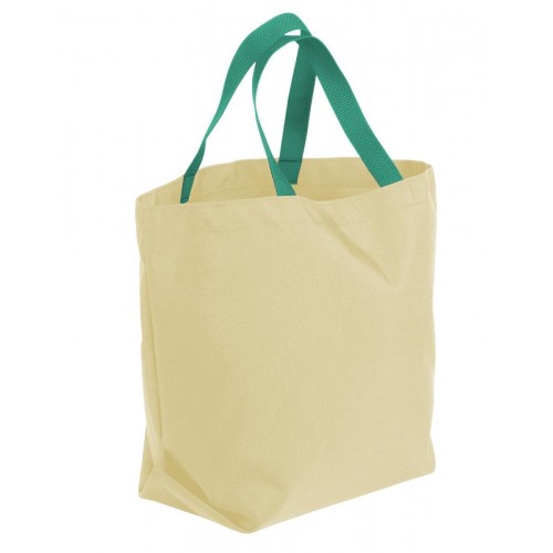Grocery Tote Bag-Natural/Kelly Canvas-17 Sizes