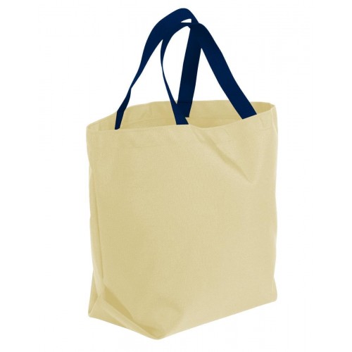 Grocery Tote Bag-Natural/Navy Canvas-17 Sizes