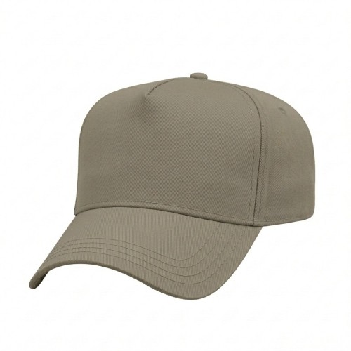 USA-made 5L Khaki Chino baseball cap, 3q view, manufactured in Newark NJ