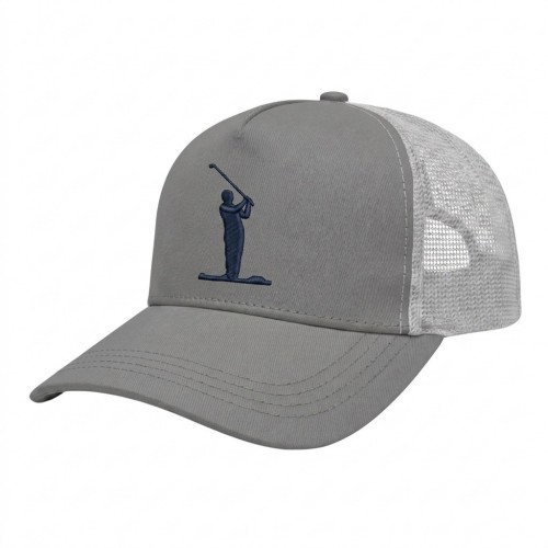 USA-made 5S Light Gray-White Polycotton Twill baseball cap, decorated view, manufactured in Newark NJ