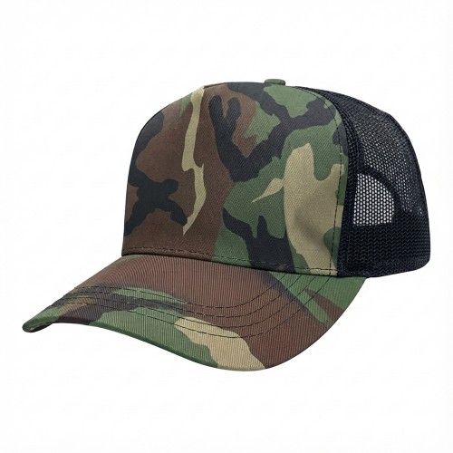 Solid 5 Panel Hi Camo/Mesh Snapback Baseball Cap