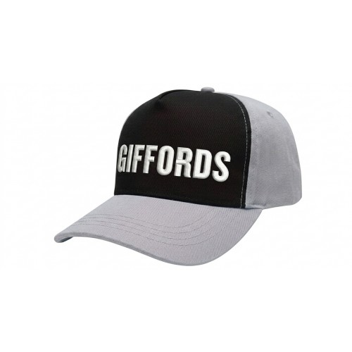 USA-made 5S Black-White Organic Twill baseball cap, decorated view, manufactured in Newark NJ