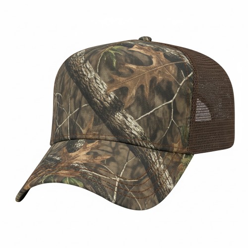Brown RealTree/Mesh Snapback Skate Cap 3Q Image