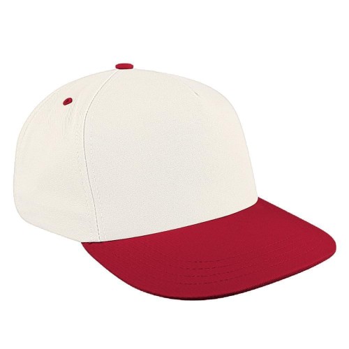 White-Red Brushed Self Strap Skate Hat