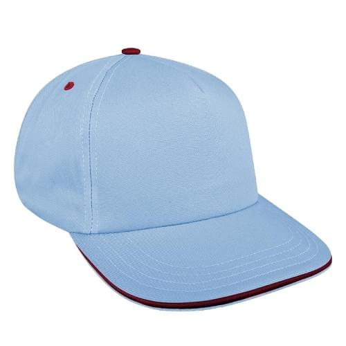 Light Blue-Red Brushed Self Strap Skate Hat