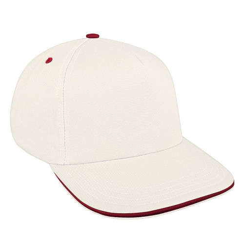 White-Red Brushed Leather Skate Hat
