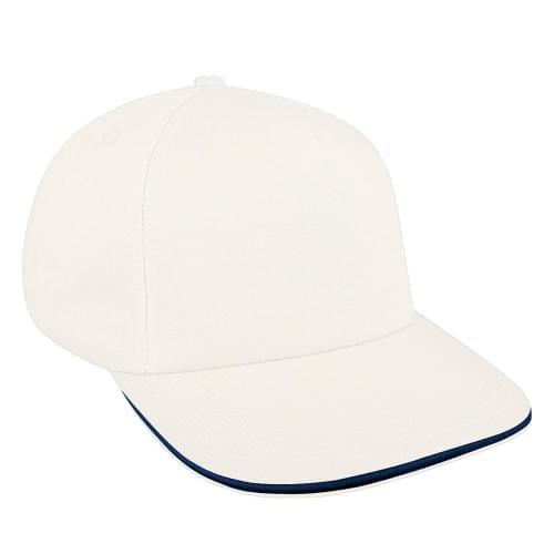 White-Navy Canvas Self Strap Skate Hat
