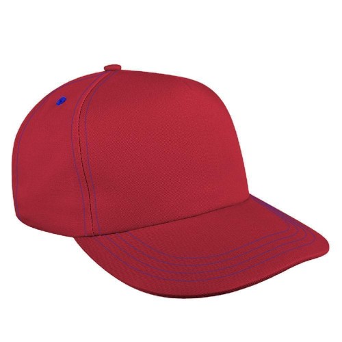 Red-Royal Blue Brushed Leather Skate Hat