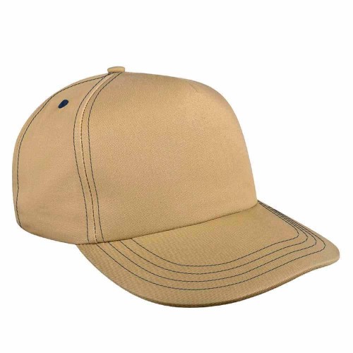 Khaki-Navy Brushed Leather Skate Hat