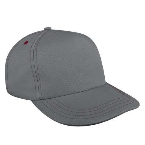 Light Gray-Red Brushed Self Strap Skate Hat