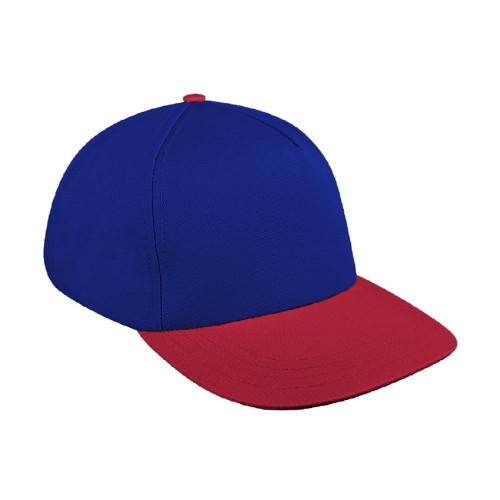 Royal Blue-Red Brushed Leather Skate Hat