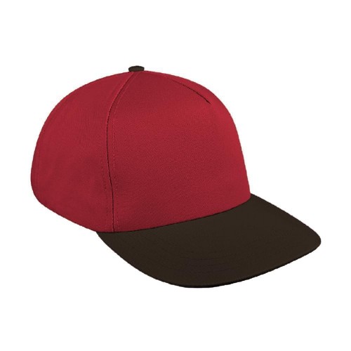 Red-Black Brushed Leather Skate Hat