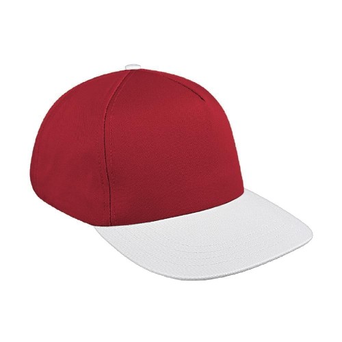 Red-White Brushed Leather Skate Hat