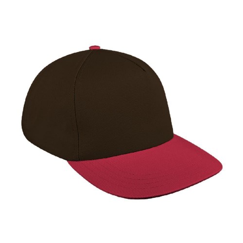 Black-Red Brushed Leather Skate Hat