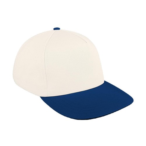 White-Navy Brushed Snapback Skate Hat