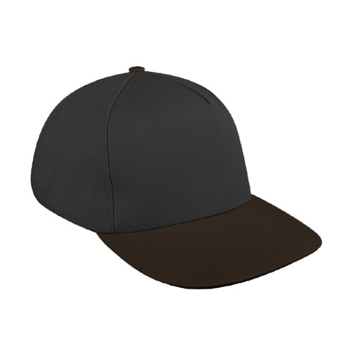 Dark Gray-Black Brushed Leather Skate Hat