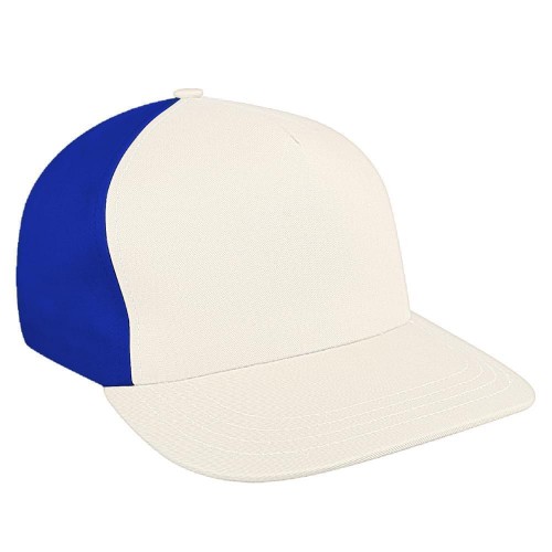 White-Royal Blue Brushed Leather Skate Hat