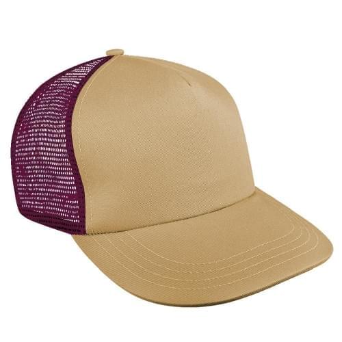 Khaki-Burgundy Meshback Velcro Skate Hat