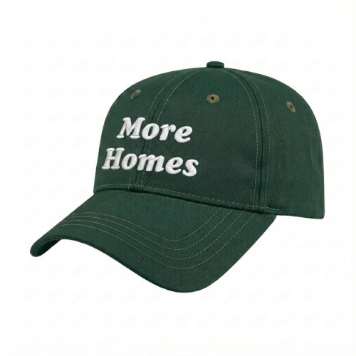 USA-made 6L Hunter Green-Khaki Chino baseball cap, decorated view, manufactured in Newark NJ
