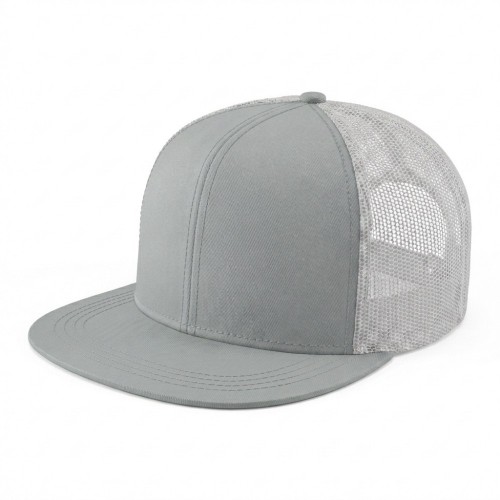 USA-made 6H Light Gray Chino baseball cap, 3q view, manufactured in Newark NJ