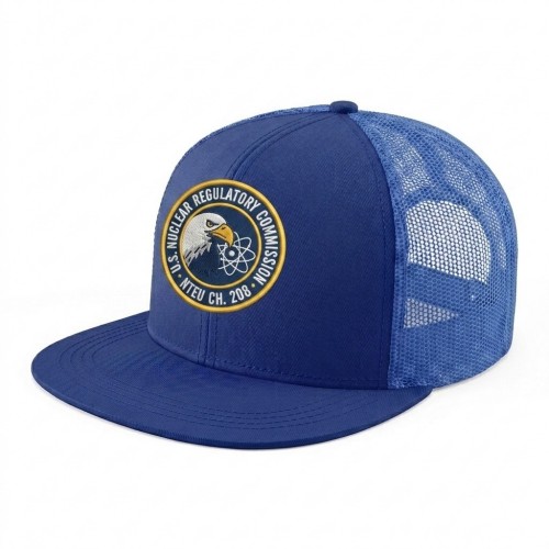 USA-made 6H Royal Blue Chino baseball cap, decorated view, manufactured in Newark NJ