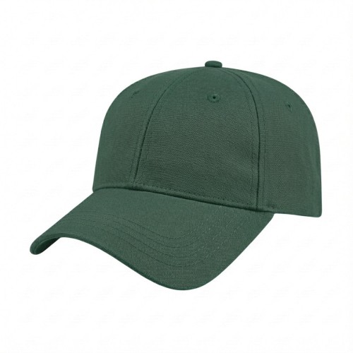 USA-made 6L Hunter Green Cotton Duck baseball cap, 3q view, manufactured in Newark NJ