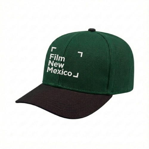 USA-made 6S Hunter Green-Black Cotton Duck baseball cap, decorated view, manufactured in Newark NJ