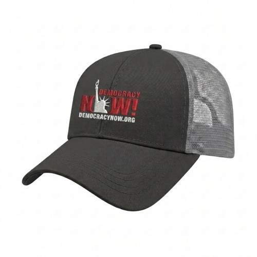 USA-made 6L Dark Gray-Light Gray Polycotton Twill baseball cap, decorated view, manufactured in Newark NJ