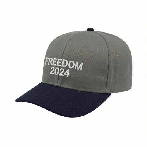 USA-made 6S Light Gray-Navy Polycotton Twill baseball cap, decorated view, manufactured in Newark NJ