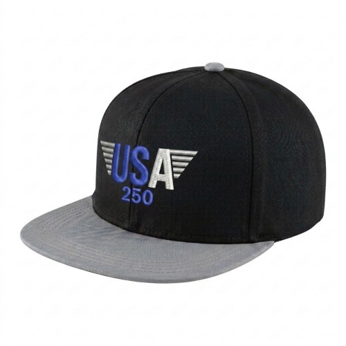 USA-made 6H Black-Light Gray Organic Twill baseball cap, decorated view, manufactured in Newark NJ