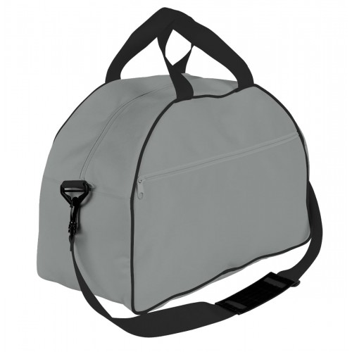 USA Made Nylon Poly Weekender Duffel Bags, Grey-Black, 6PKV32JA1R
