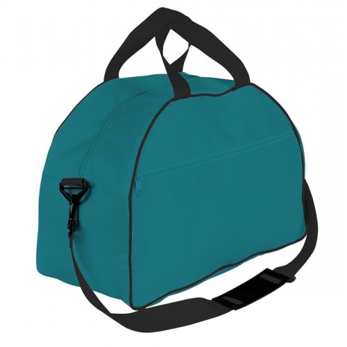 USA Made Nylon Poly Weekender Duffel Bags, Turquoise-Black, 6PKV32JA9R