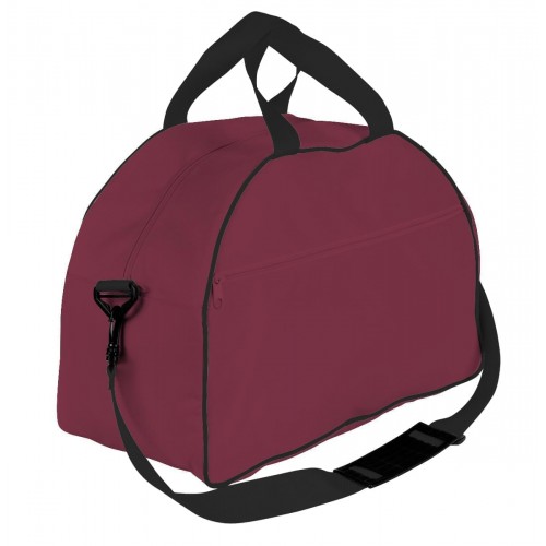 USA Made Nylon Poly Weekender Duffel Bags, Burgundy-Black, 6PKV32JAQR