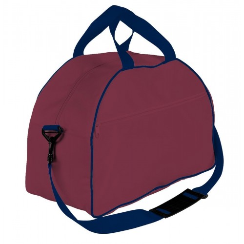 USA Made Nylon Poly Weekender Duffel Bags, Burgundy-Navy, 6PKV32JAQZ