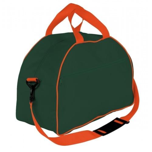 USA Made Nylon Poly Weekender Duffel Bags, Hunter Green-Orange, 6PKV32JAS0