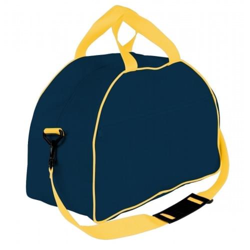 USA Made Nylon Poly Weekender Duffel Bags, Navy-Gold, 6PKV32JAW5