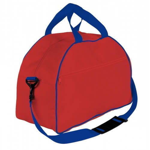 USA Made Nylon Poly Weekender Duffel Bags, Red-Royal Blue, 6PKV32JAZ3