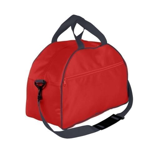 USA Made Nylon Poly Weekender Duffel Bags, Red-Graphite, 6PKV32JAZT