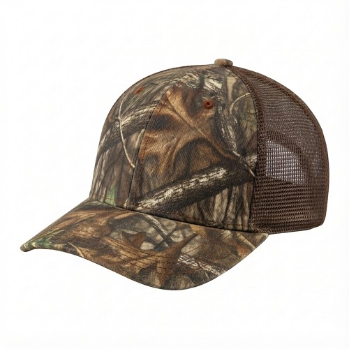 Solid Flat Brim Rtree/Mesh Velcro Baseball Cap