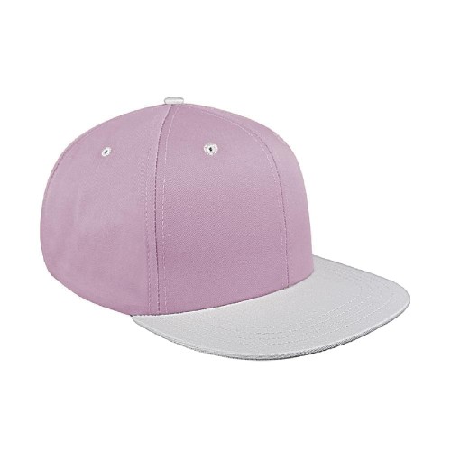 Pink-White Brushed Snapback Flat Brim
