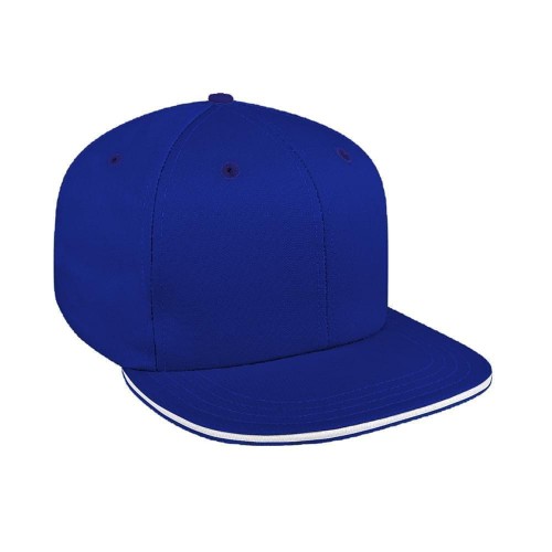 Royal Blue-White Ripstop Leather Flat Brim